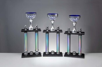 3er Säulen-Pokalserie Silber/Blau
