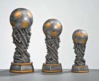 3er Fussball Resin-Pokalserie Silber/Gold