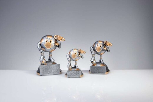 3er Kinder Mini-Fussball Resin-Pokalserie Silber/Gold