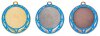 Blau-Gold-Silber-Bronze Zamak-Medaille, 70mm Ø, m. Band und eigenem Logo/Emblem, (unmontiert)