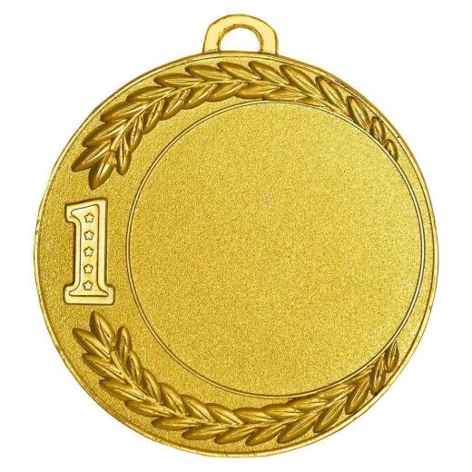 Gold-Silber-Bronze Zamak-Medaille, 70mm Ø, m. Band und eigenem Logo/Emblem, (unmontiert)