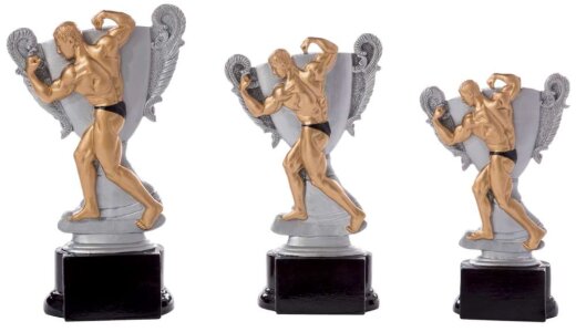 3er Bodybuilding Resin-Pokalserie Silber/Gold