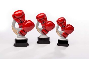 3er Boxhandschuhe Resin-Pokalserie Silber/Gold/Rot