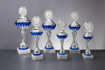 6er Pokalserie Silber/Blau mit Deckel Leon