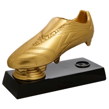 Goldener Fußballschuh auf Sockel
