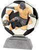 Fußballer springt aus Ball-Resin-Pokal, Antik-Silber/Gold