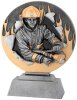 Feuerwehrmann-Resin-Pokal, Antik-Silber/Gold, 20x15,5 cm