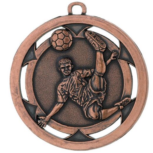 D4A.27   Bronze-Medaille-Motiv &quot;Fu&szlig;ball-Seitfallzieher&quot;, 50mm &Oslash;, m. Band (unmontiert)