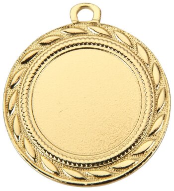 D109.01   Gold-Medaille, 40mm &Oslash;, m. Band und eigenem Logo/Emblem, (unmontiert)