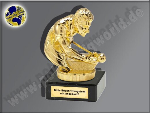 Billard, Billardspieler-Mini-Pokal, Gold, 10x8 cm