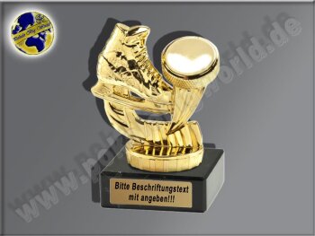 Eishockey-Schlittschuh m. Puck-Mini-Pokal, Gold, 9,5x7 cm