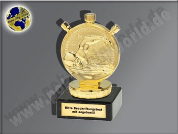 Schwimmer, Seepferdchen, Schwimmen, Wassersport-Mini-Pokal, Gold, 10x6 cm