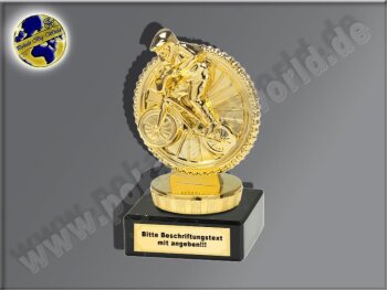 BMX-Rad mit Fahrer-Mini-Pokal, Gold, 10x6 cm
