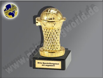 Basektball im Korb-Mini-Pokal, Gold, 10x5 cm