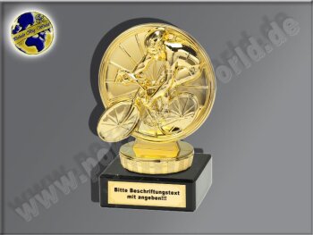 Radfahren, Rennrad mit Fahrer-Mini-Pokal, Gold, 10x7 cm