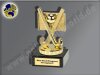 Feldhockey-Schläger mit Tor und Ball-Mini-Pokal, Gold, 10x5 cm