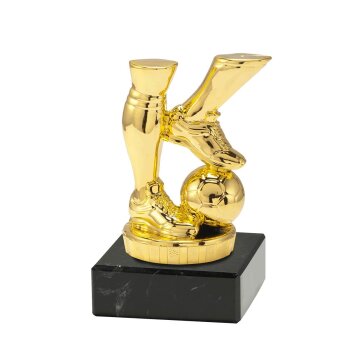 Spielerbeine mit Ball-Mini-Pokal, Gold, 9,5x5,5 cm