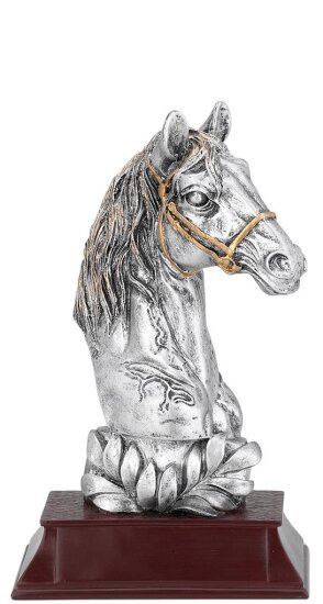 Pferdekopf mit Lorbeerkranz | 3D-Resin-Pokal, Multicolor...