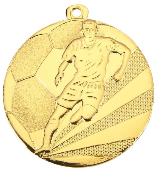 D112A.01   Gold-Medaille-Motiv "Fußball", 50mm Ø, m. Band (unmontiert)