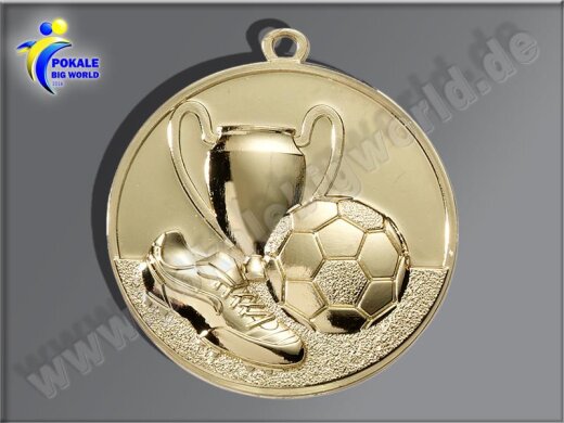 E213.1   Gold-Medaille-Motiv "Fußball", 50mm Ø, m. Band (unmontiert)