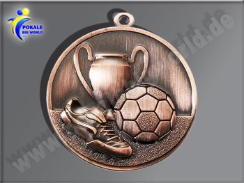 E213.3   Bronze-Medaille-Motiv "Fußball", 50mm Ø, m. Band (unmontiert)