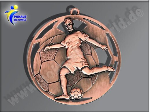 Bronze-Medaille-Motiv "Fußball", 50mm Ø, m. Band (unmontiert)