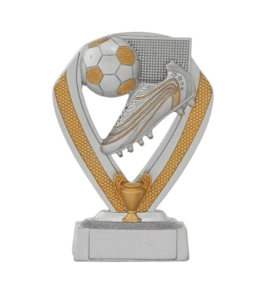 Fussball-Bester Spieler-Resin-Pokal, Silber/Gold (handbemalt), 10 cm