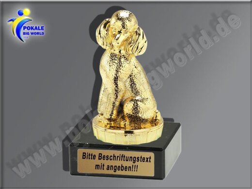 Pudel, Hund-Mini-Pokal, Gold, 10x4 cm
