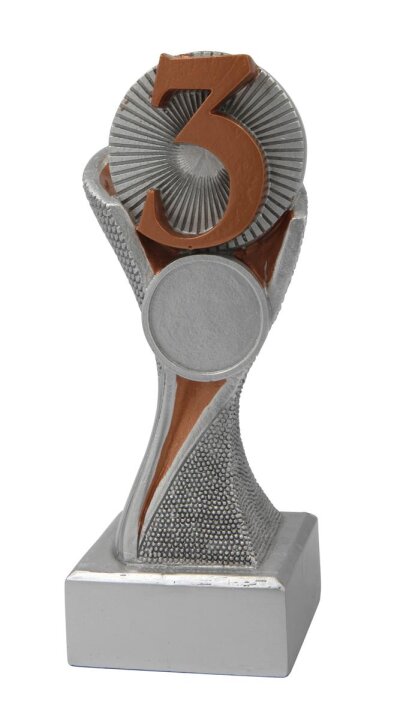 3. Platz (Zahl 3)-Resin-Pokal, Bronze, 19,5x55 cm